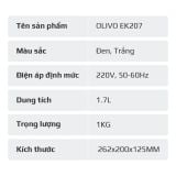 Ấm Siêu Tốc OLIVO EK207 – Thiết Kế Tối Giản Sang Trọng, Bộ Điều Khiển Strix Siêu Bền, Dung Tích 1.7L, Công Suất Lớn 2000W