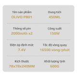 Máy Xay Sinh Tố Cầm Tay OLIVO PB01 – Xay Được Đá Viên, Sạc Pin Sử Dụng Không Cần Dây – Nhỏ Gọn, Cao Cấp, Tiện Lợi, Dung Tích 450ML