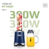 Máy Xay Sinh Tố OLIVO MB300 - 2 Cốc Linh Hoạt - Xay Đá Bào, Sinh Tố, Smoothie - Dung Tích 600ML