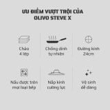 Chảo Inox Chống Dính Tự Nhiên Olivo Steve X - Đáy 4 lớp, Đường Kính 24cm – Nấu Được Trên Mọi Loại Bếp