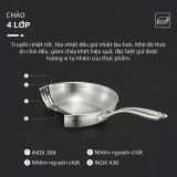 Chảo Inox Chống Dính Tự Nhiên Olivo Steve X - Đáy 4 lớp, Đường Kính 24cm – Nấu Được Trên Mọi Loại Bếp