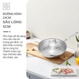 Chảo Inox Chống Dính Tự Nhiên Olivo Steve X - Đáy 4 lớp, Đường Kính 24cm – Nấu Được Trên Mọi Loại Bếp