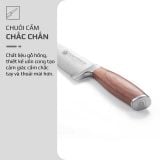 Bộ Dao 4 Món OLIVO STEVE - Vật Liệu Cao Cấp - Chuôi Gỗ Hồng - Thiết Kế Công Thái Học - Lưỡi Dao Sắc Bén