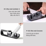 Dụng Cụ Mài Dao Kéo OLIVO KS1 - Làm Sắc Nhanh - 3 Khe Mài Riêng Biệt - Núm Xoay Điều Chỉnh Góc Mài - Dễ Sử Dụng
