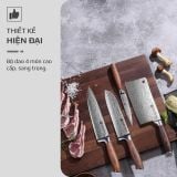 Bộ Dao 4 Món OLIVO STEVE - Vật Liệu Cao Cấp - Chuôi Gỗ Hồng - Thiết Kế Công Thái Học - Lưỡi Dao Sắc Bén