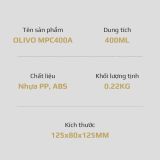 Dụng Cụ Xay Thực Phẩm Đa Năng Mini OLIVO MPC400A – Xay Tỏi Ớt, Xay Thịt, Xay Hạt Nhanh Chóng – Dây Kéo Chắc Chắn – Dung Tích 400ML – Dễ Dàng Vệ Sinh