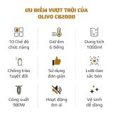 Máy Xay Nấu Đa Năng OLIVO CB2000 - Dung Tích 1000ML, Độ Ồn Thấp, Chống Trào Tuyệt Đối, Dễ Vệ Sinh