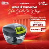 Dụng Cụ Xay Thực Phẩm Đa Năng Mini OLIVO MPC400A – Xay Tỏi Ớt, Xay Thịt, Xay Hạt Nhanh Chóng – Dây Kéo Chắc Chắn – Dung Tích 400ML – Dễ Dàng Vệ Sinh