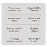 Máy Xay Nấu Đa Năng OLIVO CB1200 - Dung Tích 1.2L - Nắp INOX 304 Kết Hợp Kính Cường Lực - 10 Chế Độ, Khử Khuẩn, Chống Trào Tuyệt Đối