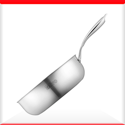 Chảo Inox OLIVO STEVE 2685 – Chống Dính Tự Nhiên, Đáy 3 Lớp, Đường Kính 26cm, Sâu 8.5cm – Nấu Trên Mọi Loại Bếp