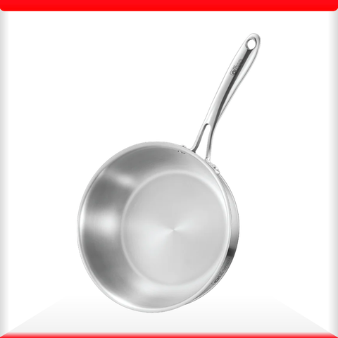 Chảo INOX OLIVO STEVE 2485 – Chống Dính Tự Nhiên, Đáy 4 Lớp, Đường Kính 24cm, Sâu Lòng 8.5cm, Nấu Được Trên Mọi Loại Bếp