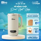 Máy Xay Nấu Đa Năng OLIVO CB1000 - Dung Tích 1L, Nắp INOX Kết Hợp Kính Cường Lực Duy Nhất Trên Thị Trường, Công Suất 880W, 9 Chế Độ, Chống Trào Tuyệt Đối