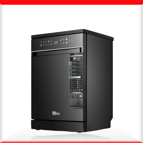 Máy Rửa Bát OLIVO DW18 - 3 Giỏ Linh Hoạt - Tải Trọng 18 Bộ Bát Đĩa - Sấy Turbo EcoDry - Rửa Hydro360 Wash -16 Chương Trình - Khử Khuẩn UV