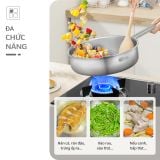 CHẢO INOX OLIVO P2055 – Chống Dính Tự Nhiên, Đường Kính 20cm, Sâu Lòng 5.5cm, Nấu Được Trên Mọi Loại Bếp