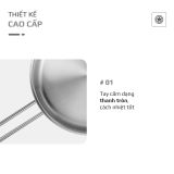 CHẢO INOX OLIVO P2055 – Chống Dính Tự Nhiên, Đường Kính 20cm, Sâu Lòng 5.5cm, Nấu Được Trên Mọi Loại Bếp