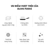CHẢO INOX OLIVO P2055 – Chống Dính Tự Nhiên, Đường Kính 20cm, Sâu Lòng 5.5cm, Nấu Được Trên Mọi Loại Bếp