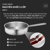 CHẢO INOX OLIVO P2055 – Chống Dính Tự Nhiên, Đường Kính 20cm, Sâu Lòng 5.5cm, Nấu Được Trên Mọi Loại Bếp