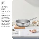 CHẢO INOX OLIVO P2055 – Chống Dính Tự Nhiên, Đường Kính 20cm, Sâu Lòng 5.5cm, Nấu Được Trên Mọi Loại Bếp
