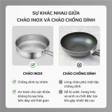 CHẢO INOX OLIVO P2055 – Chống Dính Tự Nhiên, Đường Kính 20cm, Sâu Lòng 5.5cm, Nấu Được Trên Mọi Loại Bếp