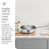 CHẢO INOX OLIVO P2055 – Chống Dính Tự Nhiên, Đường Kính 20cm, Sâu Lòng 5.5cm, Nấu Được Trên Mọi Loại Bếp