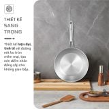 Chảo INOX OLIVO STEVE 2485 – Chống Dính Tự Nhiên, Đáy 4 Lớp, Đường Kính 24cm, Sâu Lòng 8.5cm, Nấu Được Trên Mọi Loại Bếp