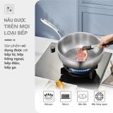 Chảo INOX OLIVO STEVE 2485 – Chống Dính Tự Nhiên, Đáy 4 Lớp, Đường Kính 24cm, Sâu Lòng 8.5cm, Nấu Được Trên Mọi Loại Bếp