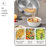 Chảo INOX OLIVO STEVE 2485 – Chống Dính Tự Nhiên, Đáy 4 Lớp, Đường Kính 24cm, Sâu Lòng 8.5cm, Nấu Được Trên Mọi Loại Bếp