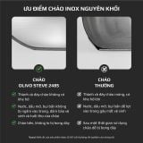 Chảo INOX OLIVO STEVE 2485 – Chống Dính Tự Nhiên, Đáy 4 Lớp, Đường Kính 24cm, Sâu Lòng 8.5cm, Nấu Được Trên Mọi Loại Bếp