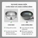Chảo INOX OLIVO STEVE 2485 – Chống Dính Tự Nhiên, Đáy 4 Lớp, Đường Kính 24cm, Sâu Lòng 8.5cm, Nấu Được Trên Mọi Loại Bếp