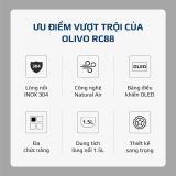 Nồi Cơm Điện OLIVO RC88 – Lòng Nồi INOX 304 Chống Dính Tự Nhiên, Bảng Điều Khiển OLED Sống Động, Nấu Cơm Ngon, Thiết Kế Sang Trọng