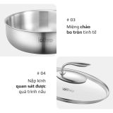 Chảo Inox OLIVO STEVE 2685 – Chống Dính Tự Nhiên, Đáy 3 Lớp, Đường Kính 26cm, Sâu 8.5cm – Nấu Trên Mọi Loại Bếp