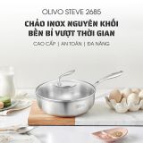 Chảo Inox OLIVO STEVE 2685 – Chống Dính Tự Nhiên, Đáy 3 Lớp, Đường Kính 26cm, Sâu 8.5cm – Nấu Trên Mọi Loại Bếp