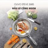 Chảo Inox OLIVO STEVE 2685 – Chống Dính Tự Nhiên, Đáy 3 Lớp, Đường Kính 26cm, Sâu 8.5cm – Nấu Trên Mọi Loại Bếp