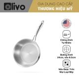 Chảo INOX OLIVO STEVE 2485 – Chống Dính Tự Nhiên, Đáy 4 Lớp, Đường Kính 24cm, Sâu Lòng 8.5cm, Nấu Được Trên Mọi Loại Bếp