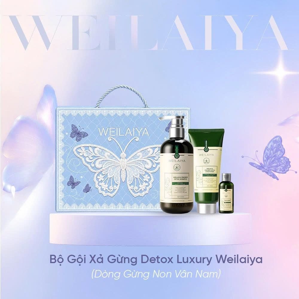  Hộp quà tặng cao cấp Weilaiya: “The Butterfly of Dreams” - Bộ gội xả Gừng Detox Luxury Weilaiya 