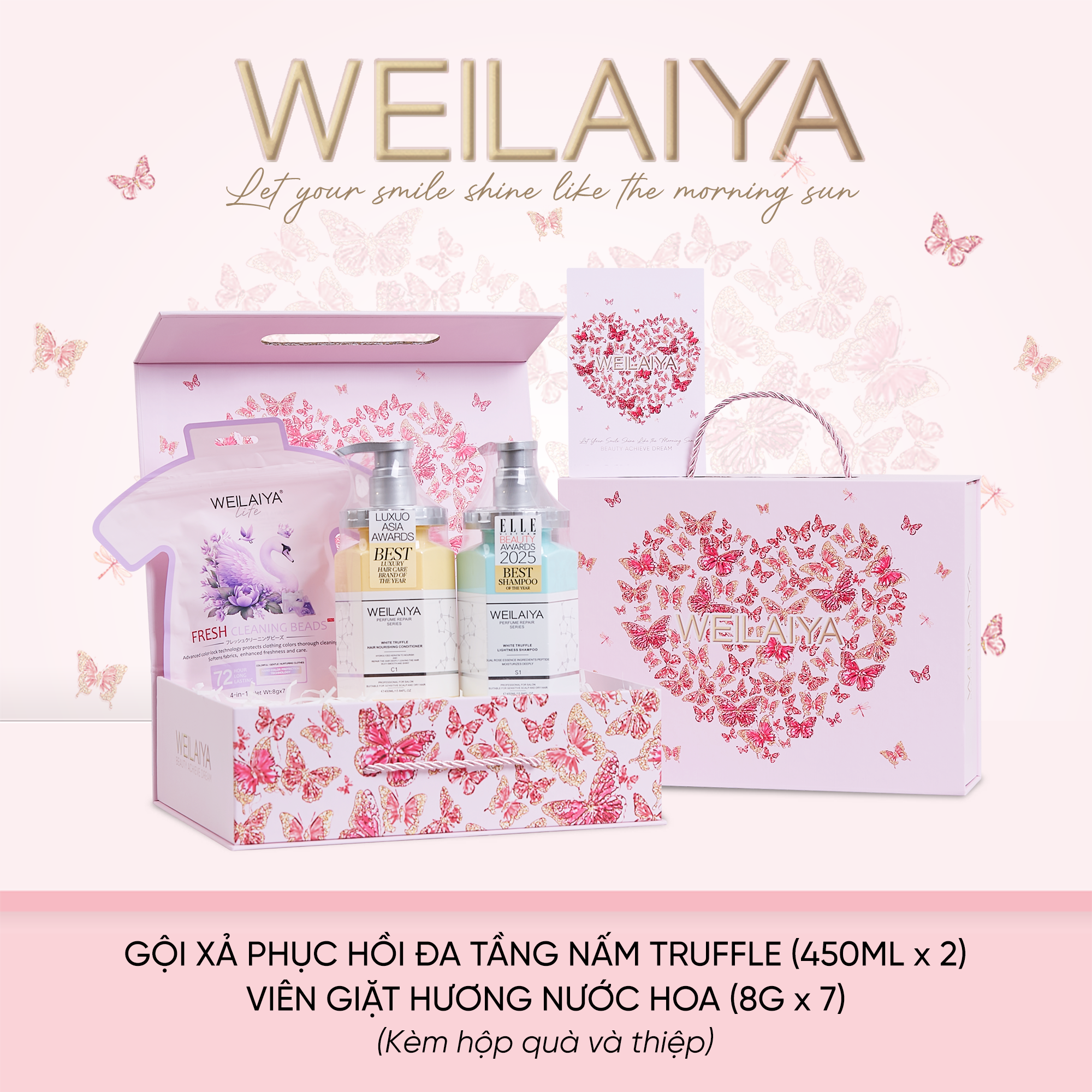  Hộp quà Vũ khúc cánh bướm 1 Cặp phục hồi nấm truffle + 1 Túi viên giặt nước hoa 