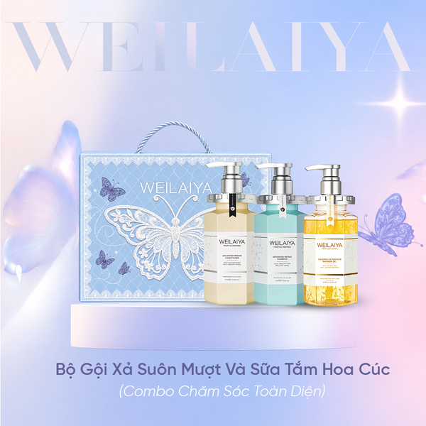  Hộp quà tặng cao cấp Weilaiya: “The Butterfly of Dreams” - Bộ gội xả suôn mượt và Sữa tắm Hoa Cúc Weilaiya 