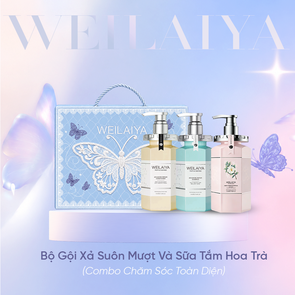  Hộp quà tặng cao cấp Weilaiya: “The Butterfly of Dreams” - Bộ gội xả suôn mượt và Sữa tắm Hoa Trà Weilaiya 