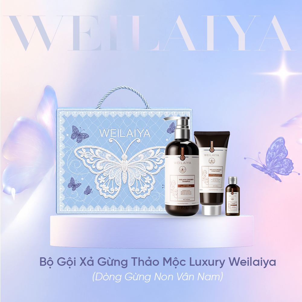  Hộp quà tặng cao cấp Weilaiya: “The Butterfly of Dreams” - Bộ gội xả Gừng Thảo Mộc Luxury Weilaiya 