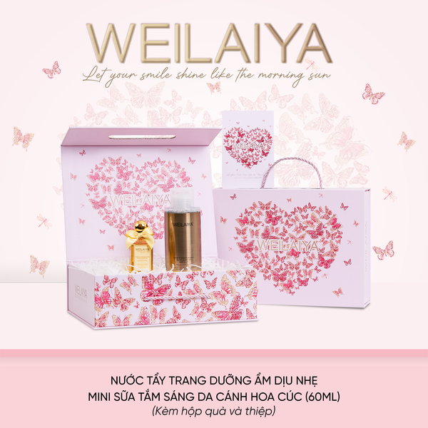  Hộp quà Vũ Khúc Cánh Bướm Nước tẩy trang dưỡng ẩm dịu nhẹ + mini sữa tắm hoa cúc 