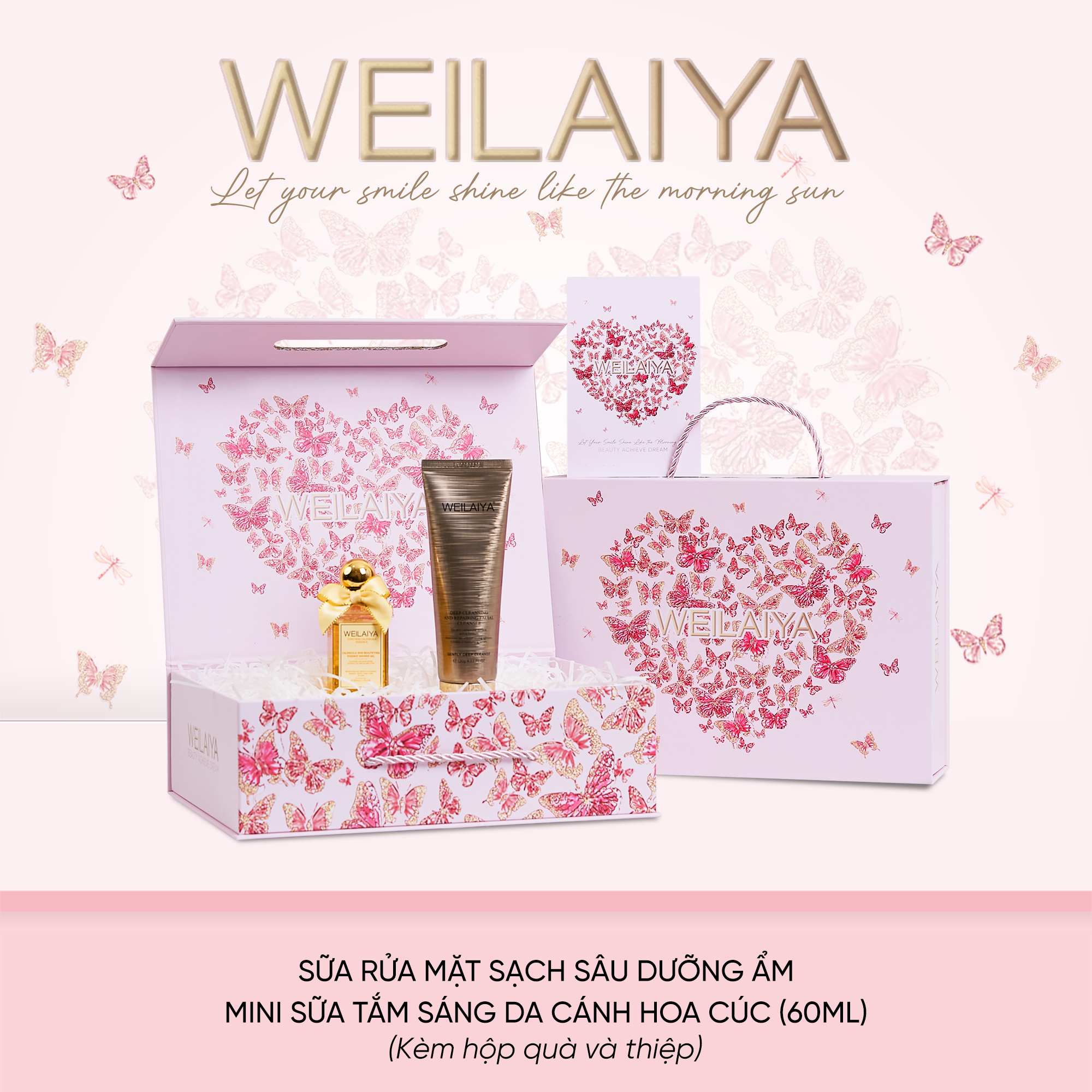  Hộp quà Vũ Khúc Cánh Bướm Sữa rửa mặt sạch sâu dưỡng ẩm + mini sữa tắm hoa cúc 
