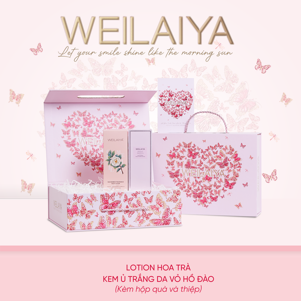  Hộp quà Vũ khúc cánh bướm Lotion hoa trà + Kem ủ trắng da vỏ hồ đào 