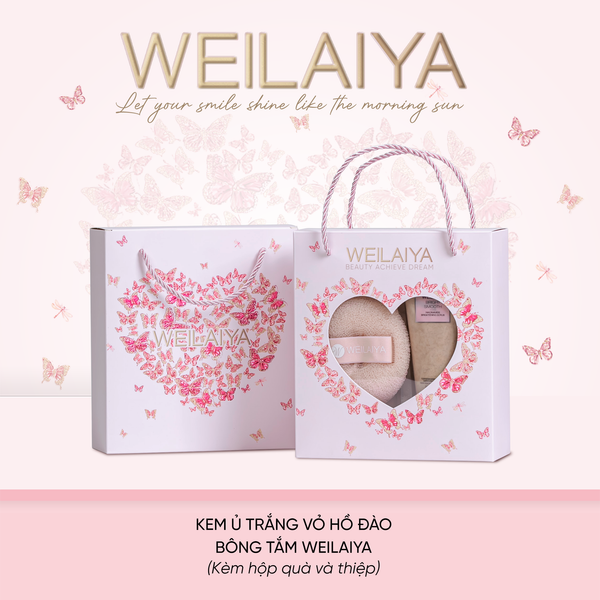  Hộp quà Vũ khúc cánh bướm 1 kem ủ trắng vỏ hồ đào + Bông tắm 