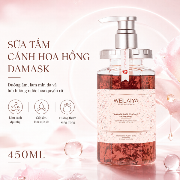 Sữa Tắm Weilaiya Damask Rose Essence Shower Gel 450ml 