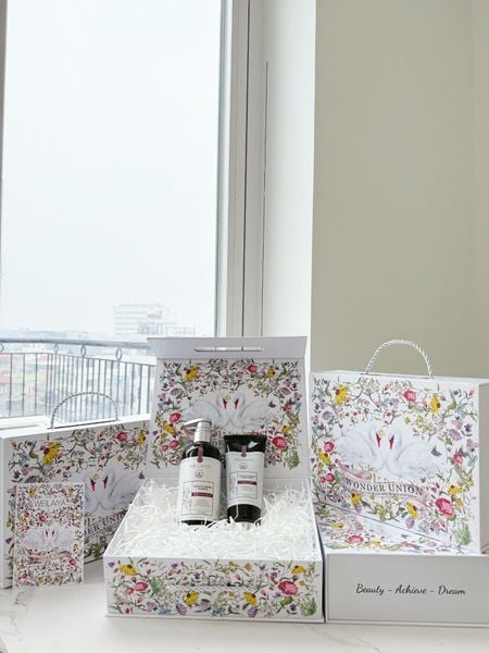 hộp quà gội gừng luxury nâu