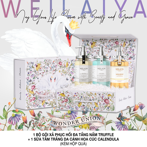 Hộp quà thiên nga 1 Cặp phục hồi nấm truffle + Sữa tắm hoa cúc