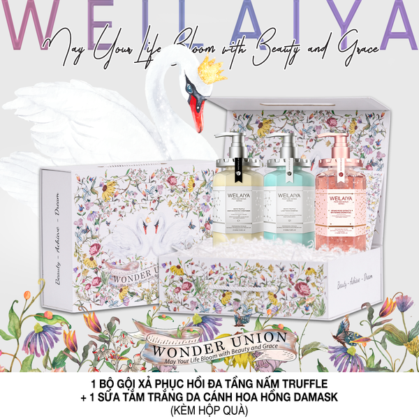Hộp quà thiên nga 1 Cặp phục hồi nấm truffle + Sữa tắm hoa hồng