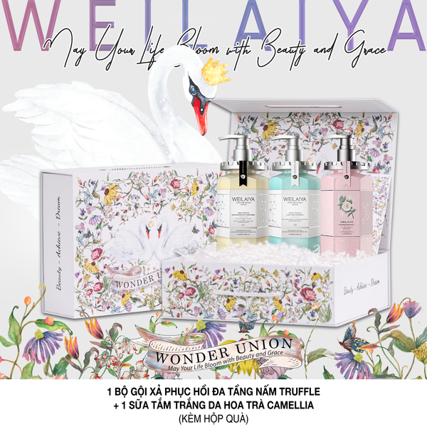Hộp quà thiên nga 1 Cặp phục hồi nấm truffle + Sữa tắm hoa trà