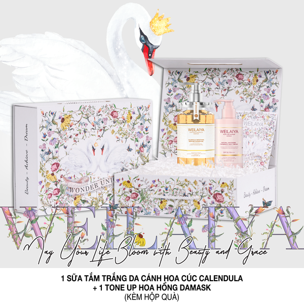 Hộp quà thiên nga 1 sữa tắm hoa cúc + Kem body