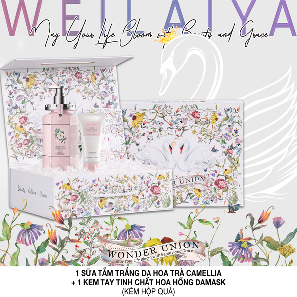 Hộp quà thiên nga 1 sữa tắm hoa trà + Kem tay
